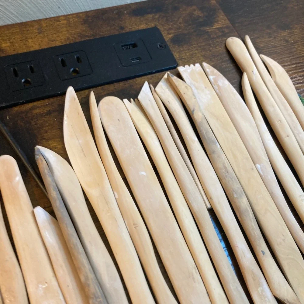 36 Piece Wooden Pottery Clay Sculpting Modeling Tool Set Lot Artisan Ceramics